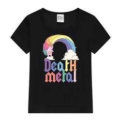 Funny Death Metal Unicorn Cute Rock Music Band Lover Baby T-Shirt Short sleeves Sports fashion short sleeves for ages 3-14