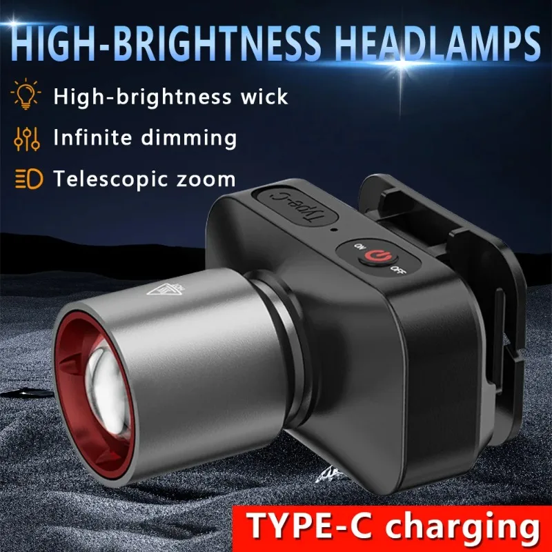 

Strong Light Led Headlight 3 Modes Super Bright Zoom Flashlight USB Rechargeable Long Life Outdoor Fishing work Light Lantern