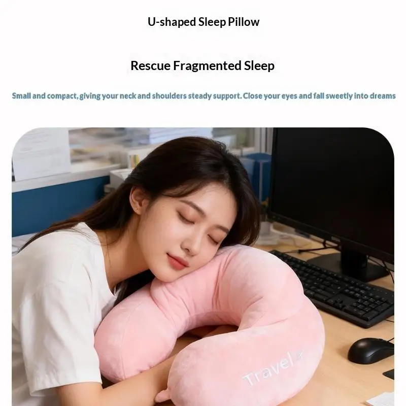 Memory Foam U Shaped Travel Pillow Neck Support Pillow Cervical Pillow for Airplane Car Travel Soft Breathable Neck Pillow - view 4