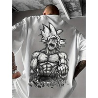 Goku Men T-Shirt Dragon Ball Broly Black Cotton Anime Graphic Green Hair Power Up Z Mark DAS Print Sleeve Super Saiyan Streetwea