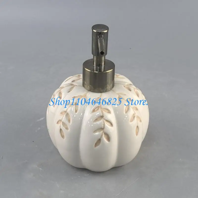 Halloween Pumpkin-Shaped Soap Dispenser, Ceramic Automatic Liquid Soap Dispenser with 460mL Capacity and Leak-Proof Design