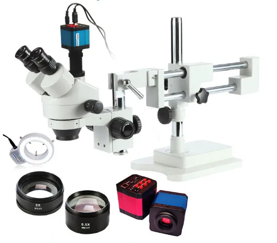 3.5X-90X Trinocular Stereo Zoom Optical Camera Microscope with LED Light