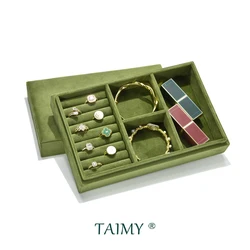 TAIMY-Caixa De Armazenamento De Jóias De Veludo, Bandeja De Jóias, Organizador De Mesa De Vestir, Logotipo Personalizado Personalizado
