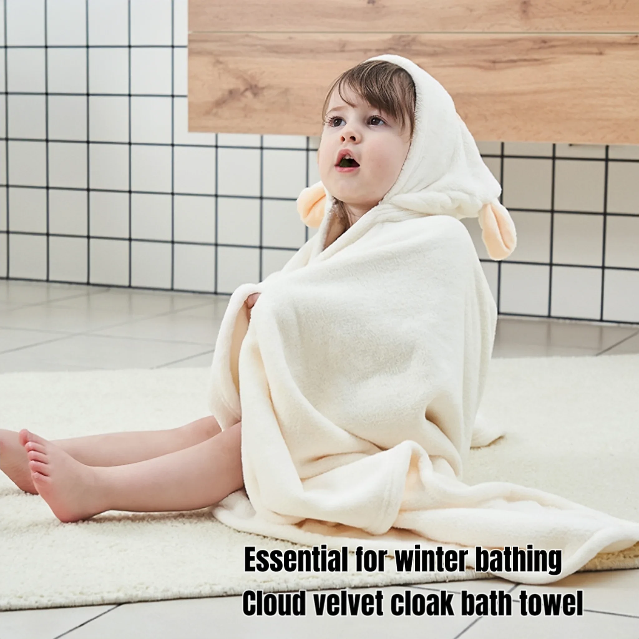 Ultra Soft Coral Fleece Baby Bathrobe And Towel Set Cartoon Design for Newborns & Toddlers 0-12 Years Old Comfortable Sleepwear
