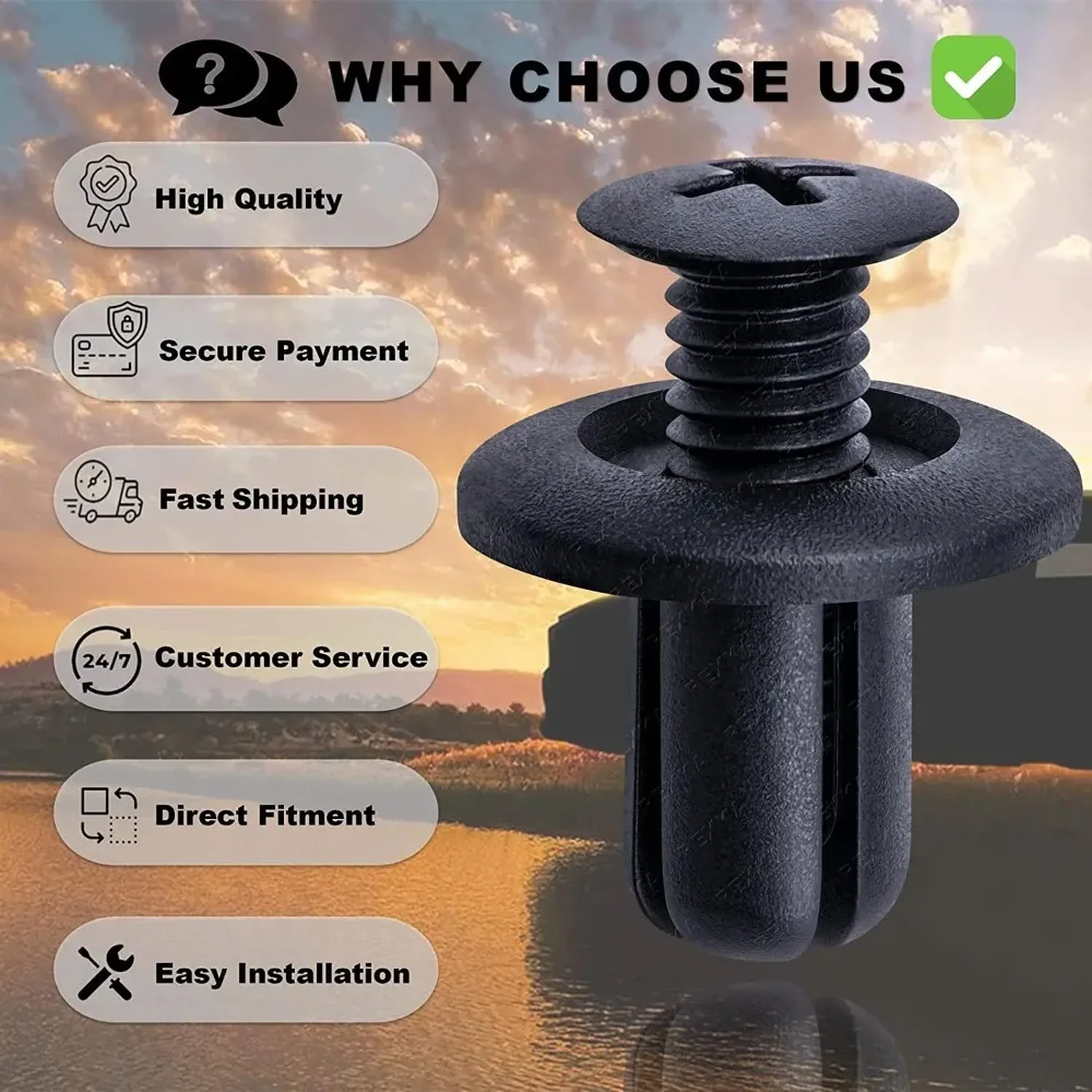 50-500Pcs ABS Plastic Expansion Rivet Nut Buckle Clip Rivet Fastener Black Auto Parts Repair Tool Decoration Tool Car Accessorie