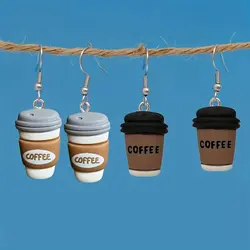 Cute coffee bottle earrings latte drinks earrings resin simulation Beverage food Cup Earrings Jewelry