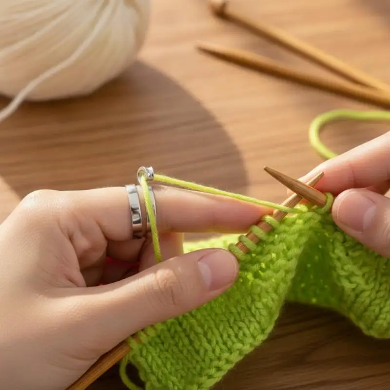 2pcs Adjustable Knitting Crochet Loop Ring Knittied Yarn Guide Finger Faster Holder Thimble Crocheters Thread Ring Sewing Tools