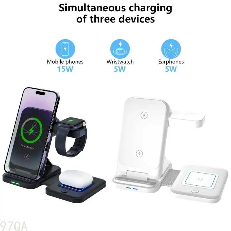 

97QA Power Supply Adapter Adjustable Desktop Phone Stand Station Three-in-one