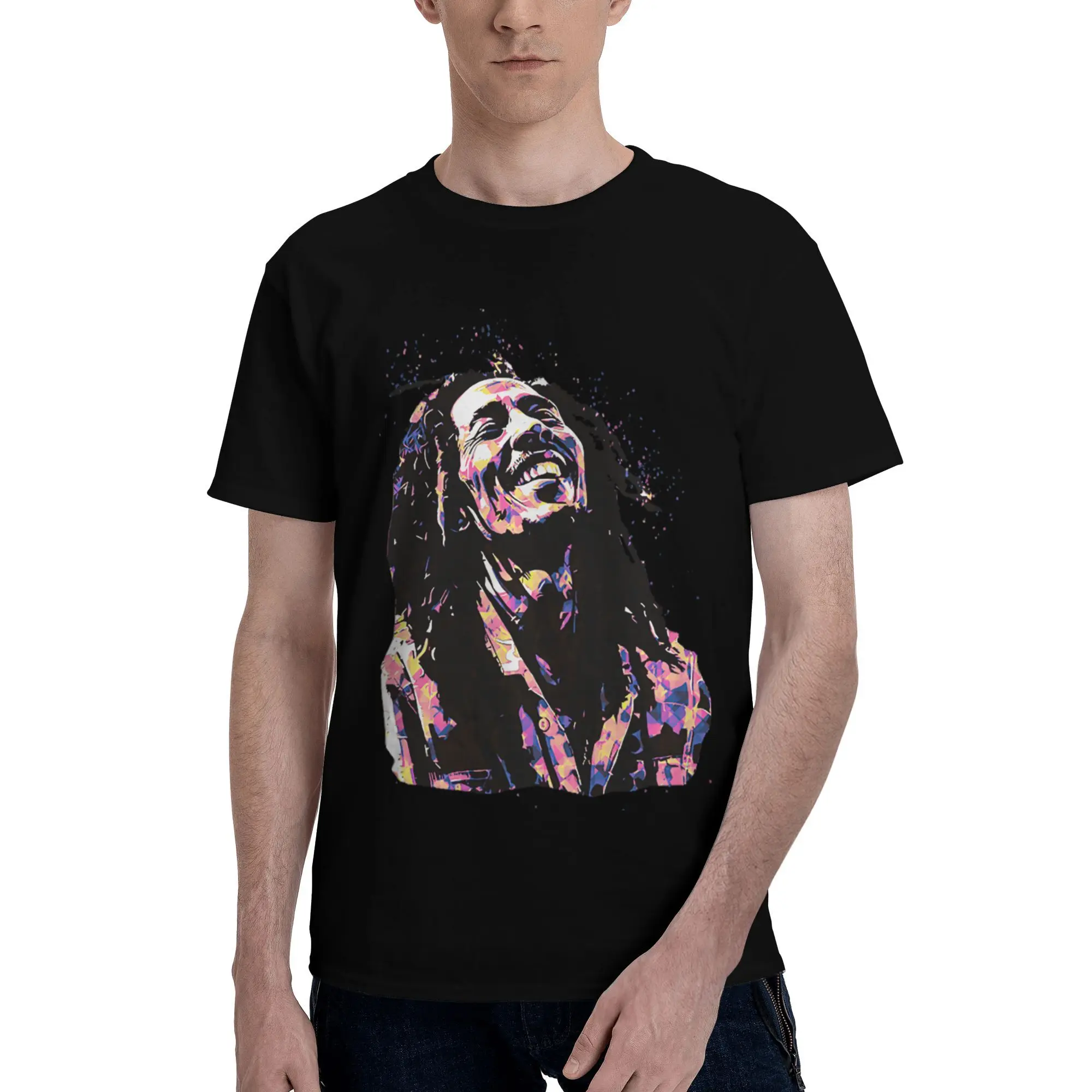 

Мужская музыкальная футболка Bob Marley Reggae на заказ, хлопковые футболки с короткими рукавами, уличная футболка, повседневная футболка, облегающая одежда