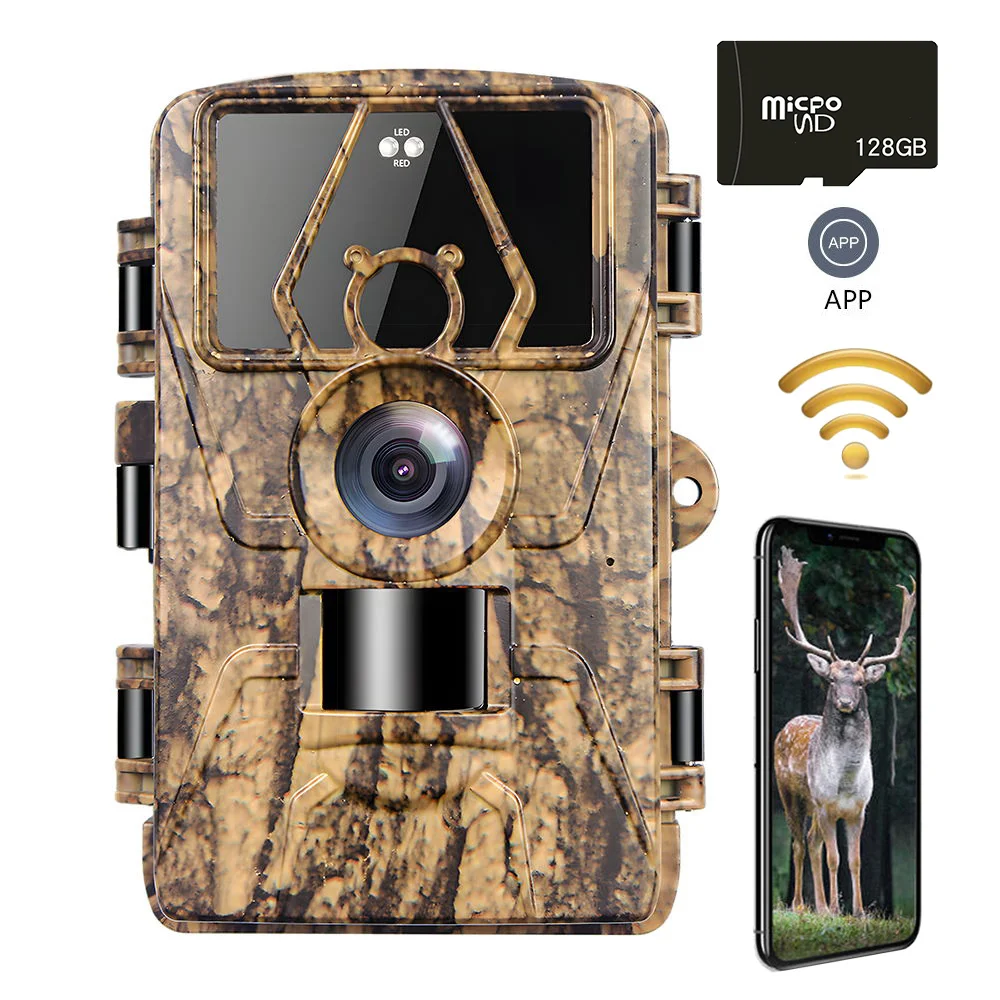 8K WiFi waterdichte trailcamera PR801W 60MP ondersteunt APP-weergave voor buitenjacht, nachtzicht en boerderijbewaking