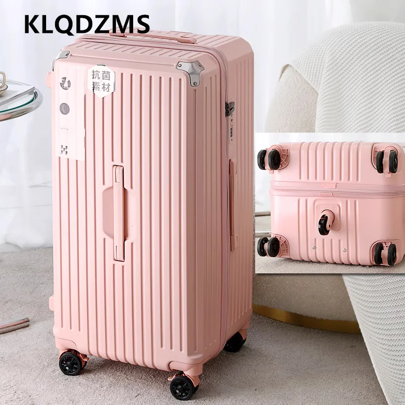 

KLQDZMS High-quality Luggage Large-capacity Trolley Case ABS + PC Cart Type Travel Bag Women's Universal Wheel Rolling Suitcase