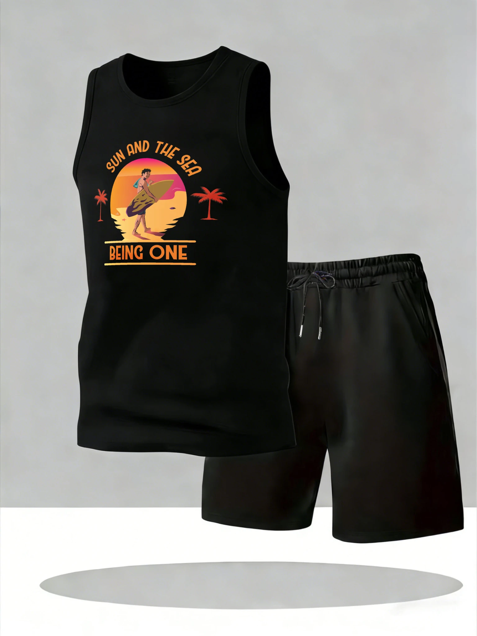 

Men's Tank Top Sets 2026 Summer Quick drying Tracksuit men running beach crewneck sports sports two-piece oversize Breathable