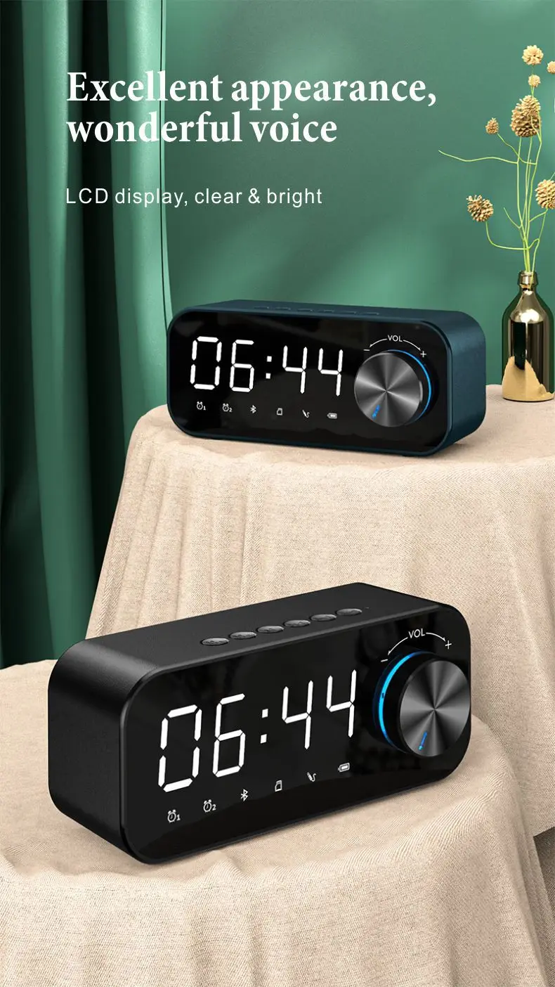 Music Player Led Display About 50-60 Hours Loudspeaker Alarm Clock Clear Display 3 Colors Speaker Subwoofer