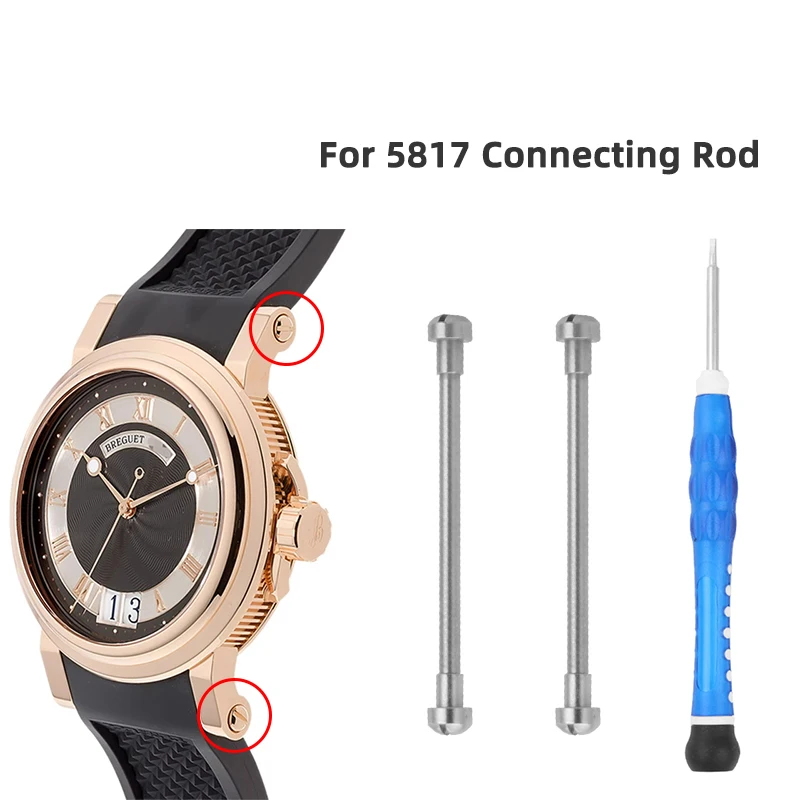 Para Breguet MARINE Series 5817 biela correa de goma/cuero varilla de tornillo correa de reloj dedicado varilla de oreja 304L pieza de reloj