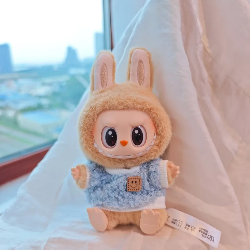 

Для Labubu V1 V2 Idol, милая кукольная одежда, модный свитер, аксессуары для сидения, розовый, белый полосатый свитер, чашка, одежда