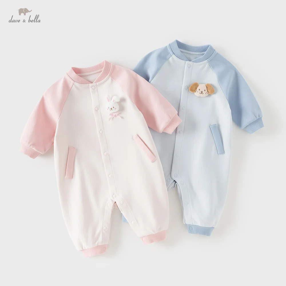 Dave Bella Children Jumpsuit Autumn Spring Boys Cotton Creeper Girls Sweet Romper Outerwear Newborn Clothes Baby Stuff DB1260840