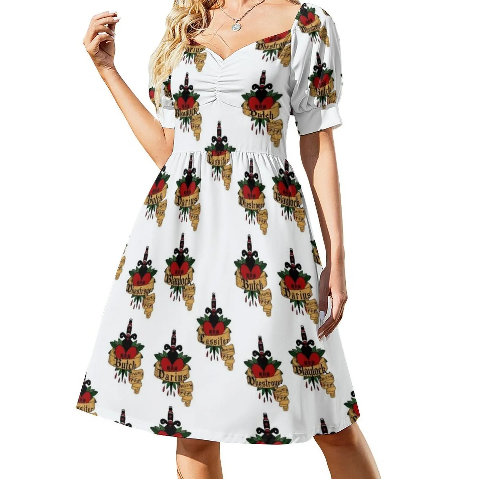 فستان أسود Brotherhood Bdb Brothers ملصق بوهيمي بدون أكمام متعدد الطباعات لحفلات عطلة الشاطئ باللون الأسود #2