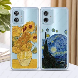 2 in 1 PC+TPU Protective Case For Moto G54 G84 Edge 40 Neo Shockproof Cover Van Gogh Art Flowers
