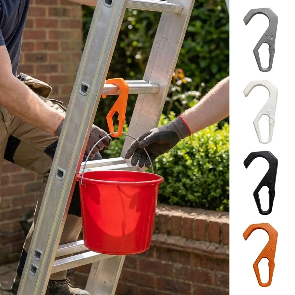 Heavy Duty Ladder Paint Bucket Hook Fixed Hanging Wall Mount Painting Secure Clip Tool Hands Free Non Slip