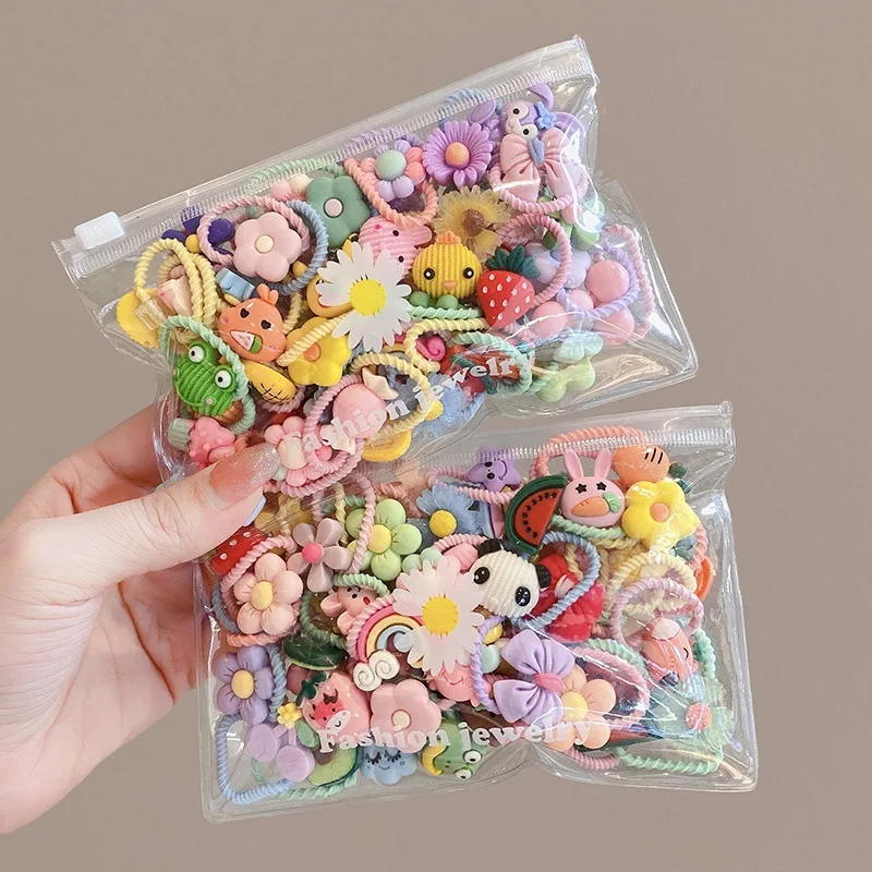 10pcs Children\'s Rubber Band Not Hurt The Hair Elastic Good Girl Baby Head Rope Hair Tie Hairbands Chirp Scrunchies Headdress