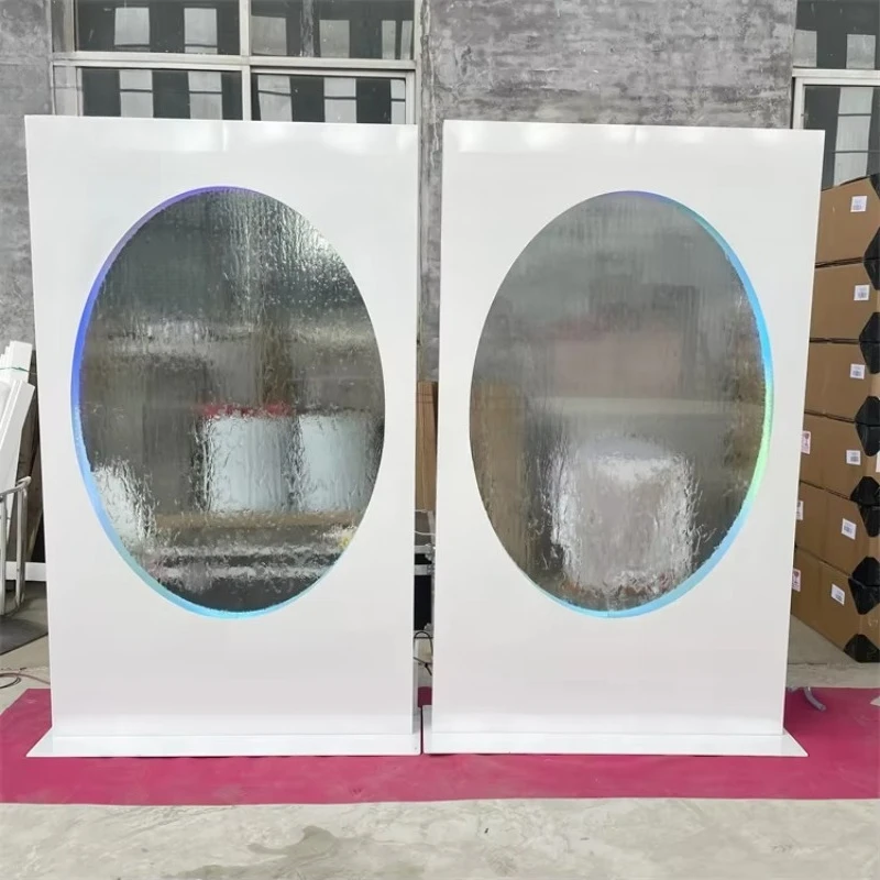 Modern design wrought iron flowing water background wall panel indoor water curtain characteristic metal waterfall