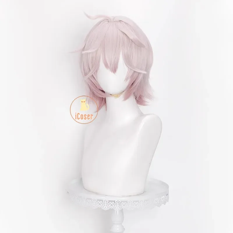

asdh8@Genshin Impact Dahlia Cosplay Wig New Skins Light Pink Short Hair Heterochromia Boy Mondstadt Halloween Party for Women Me