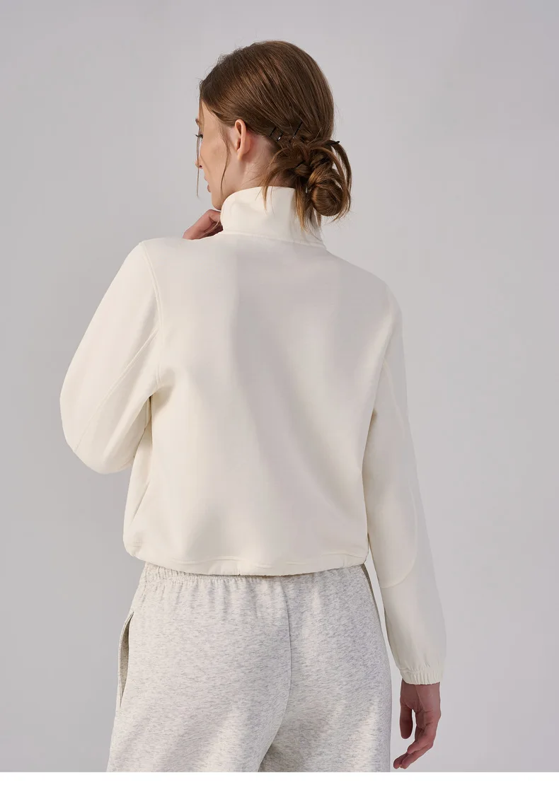 Women Half Zip Pullover Stand Collar Sweatshirt Autumn Winter Outdoor Sports Long Sleeve Top Tennis Fitness Yoga Jacket