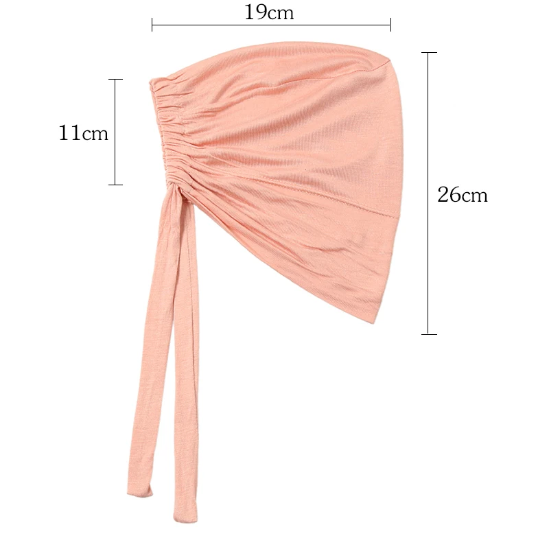 Modal Satin Hijab Cap Islam Undercap With Tie Bonnet Instant Hijabs For Women Plain Muslim Turban Bandana Handkerchief