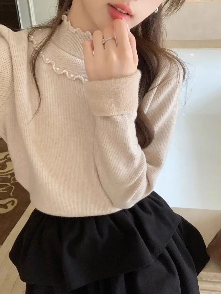 

Sweaters Jumpers Pullovers Women Pullover Winter Pseudo Two-Pieces Korean Style BF Y2K Lady Business OL Work Professional Simple