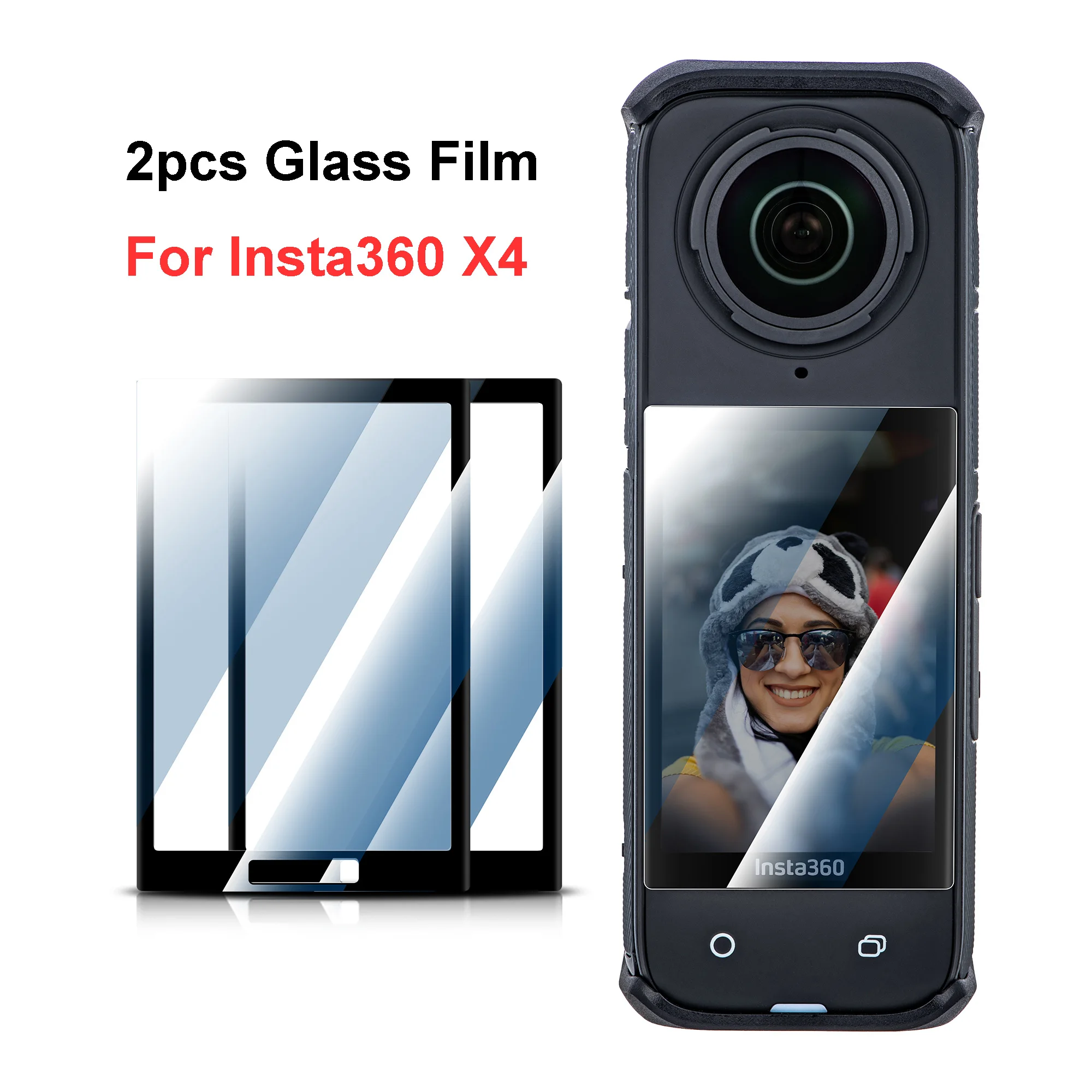 2pcs Screen Protector Glass Film for Insta360 X4 Accessories Anti-scratch Film for Insta 360 X4 Full Coverage Protective Film