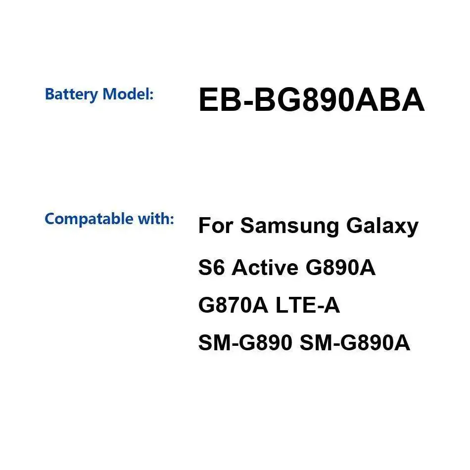 

Аккумулятор мобильного телефона EB-BG890ABA 3500 мАч для Samsung Galaxy S6 Active G890A G870A Lte-A SM-G890 SM-G890A