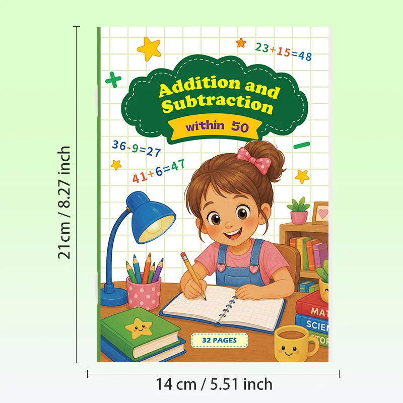 A Math Operation Enlightenment Workbook, Math Exercise Book for Addition and Subtraction Within 50 32 Pages Learning & Education
