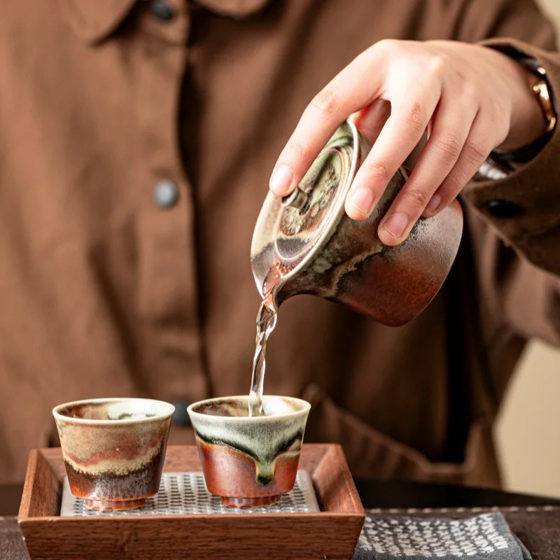 

Chinese Purple Braised Retro Small Teapot Tea Separation Teapot High-end Single Pot Ceramic Kiln Change Kung Fu Tea Set Gift Box