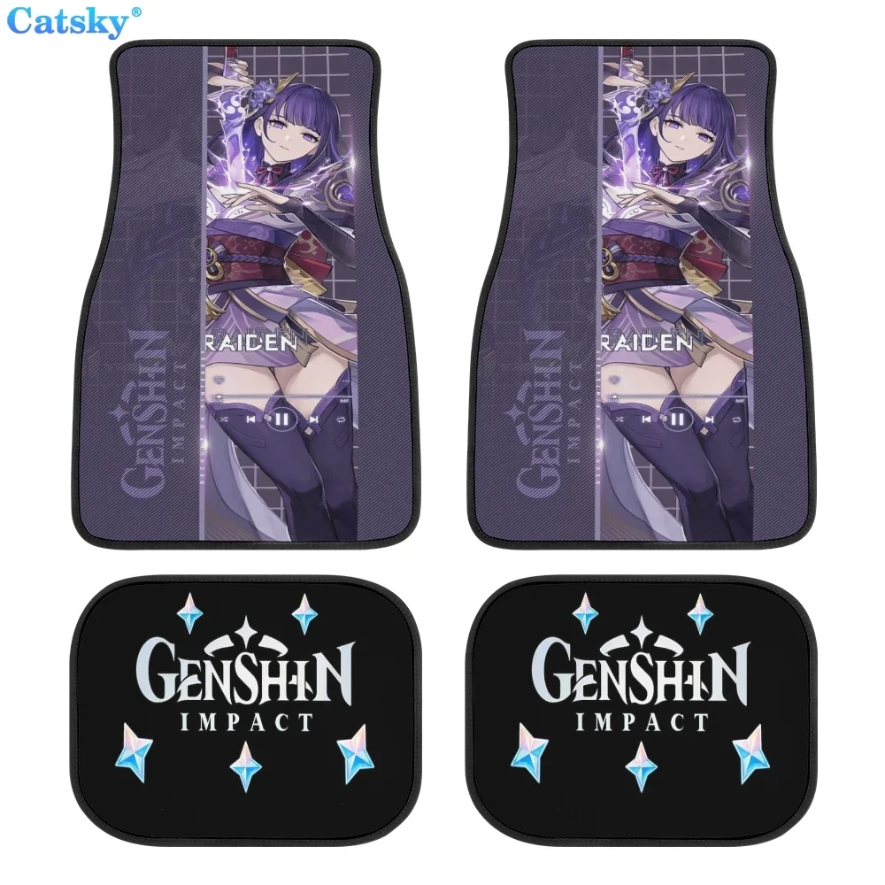 Genshin Impact anime Car Floor Mats Universal Front/Rear 4 Pieces Interior Accessories Rug Car SUV Truck Floor Mats Rubber 6