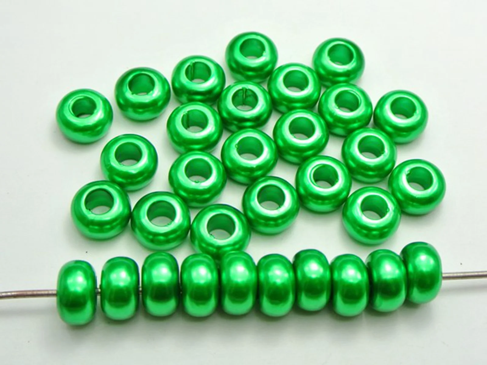 100 Mixed Color Acrylic Faux Pearl Rondelle Spacer Beads With Large 5mm Hole