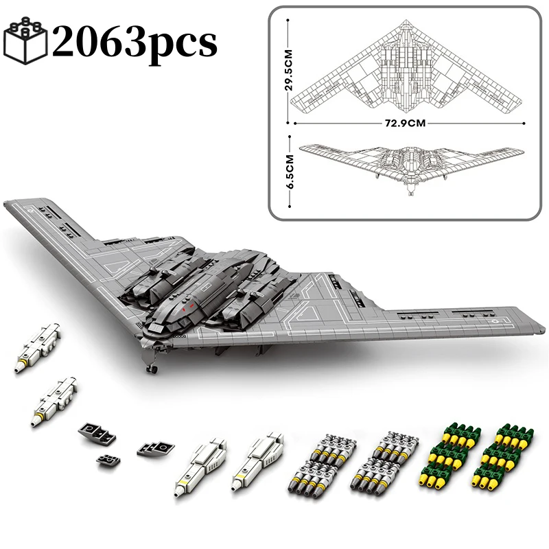 Military Technical USA B2 Ghost Stealth Ghost Bomber Fighter Building Blocks World War WW2 Specia Missile Model Bricks Kids Toys