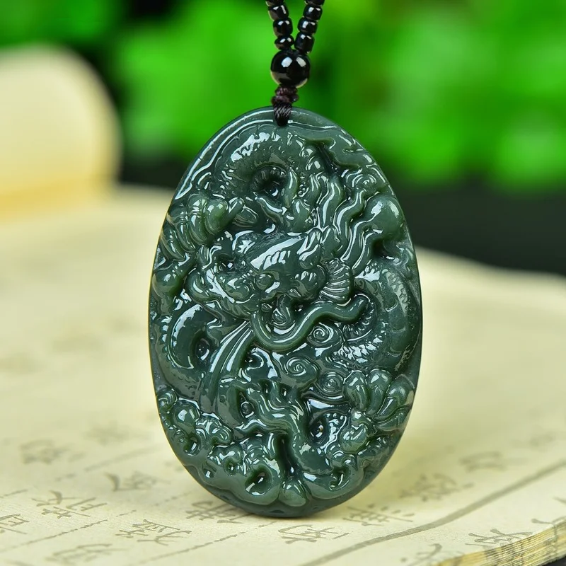 

Natural Hetian Jade Pendant Peaceful Dragon Necklace Hand-carved Men's and Women's Jewelry Jewelry with Lanyard Free Shipping