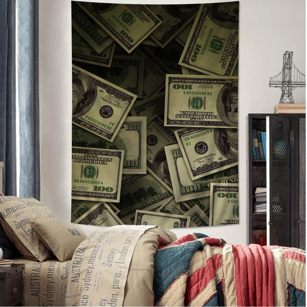 Dollar Cash Money Colorful Tapestry Wall Hanging Hanging Tarot Hippie Wall Rugs Dorm Wall Art Decor