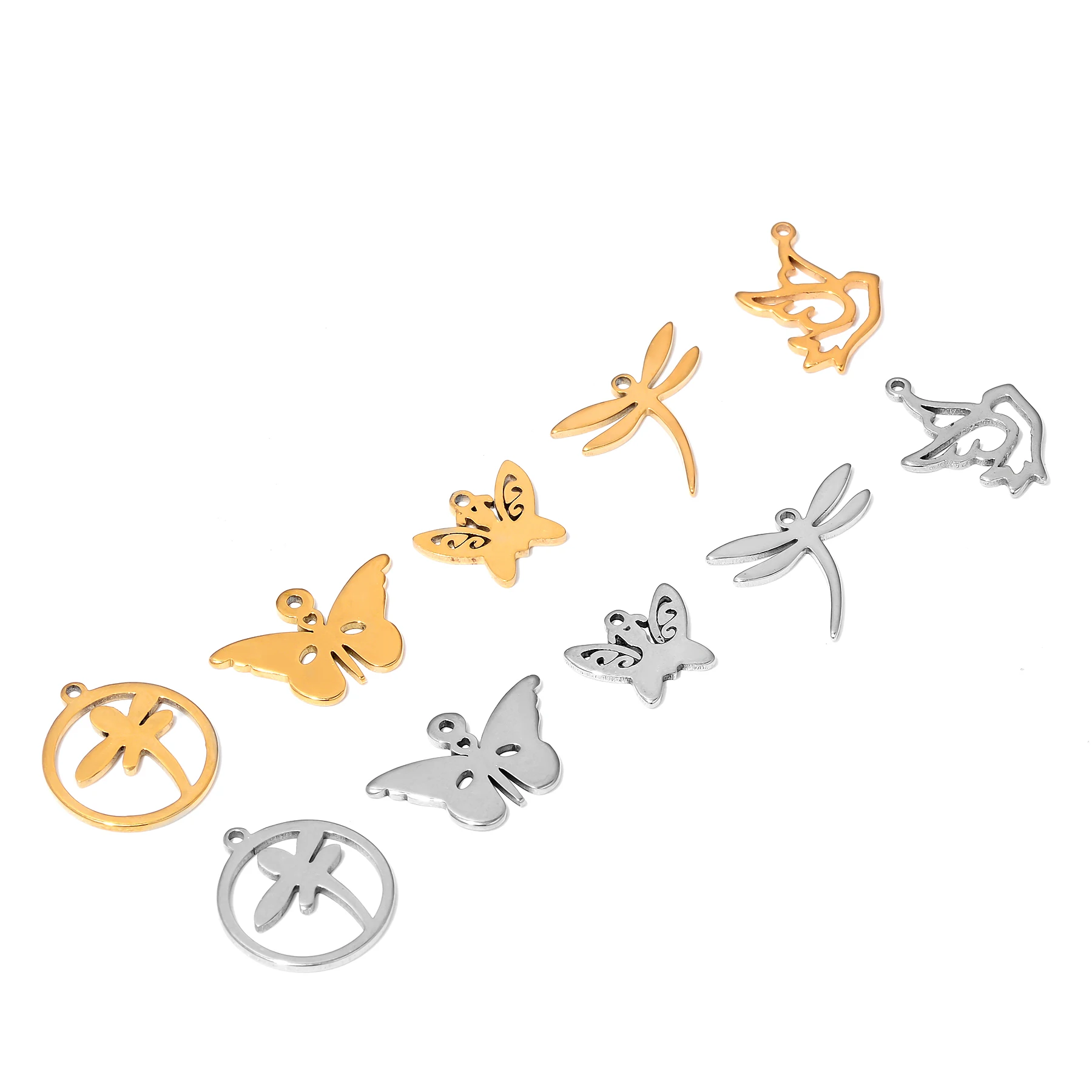

8Pcs Butterfly/Dragonfly Insect Stainless Steel Charms Pendant DIY Handcraft Bracelets Necklaces Jewelry Making Accessories