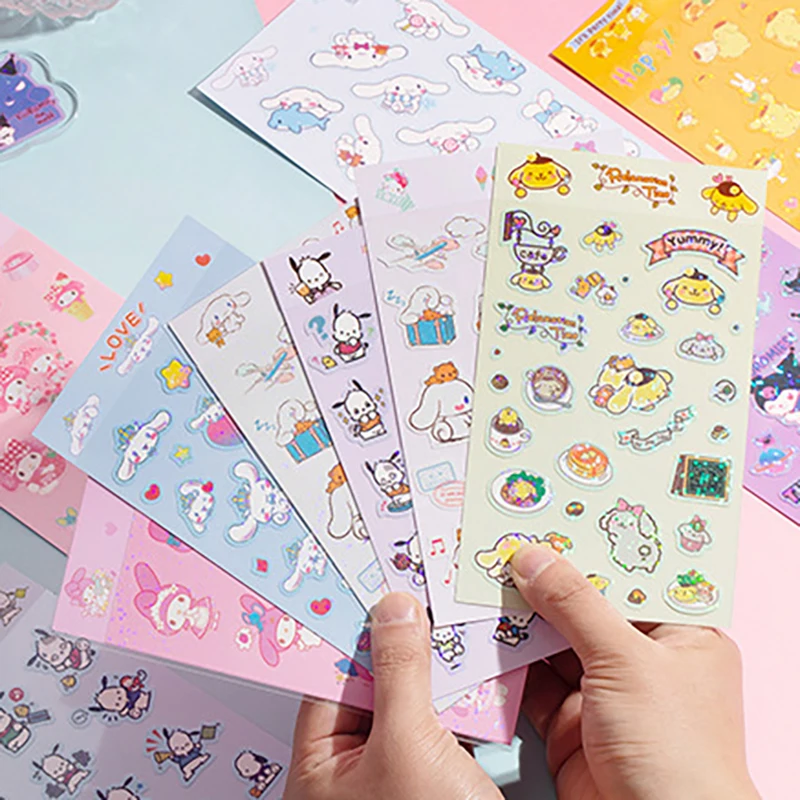 20/50/100pcs Sanrio Sticker Hello Kitty Kuromi Cinnamoroll Stickers Anime Sticker Kids School Supplies Stationery Wholesale