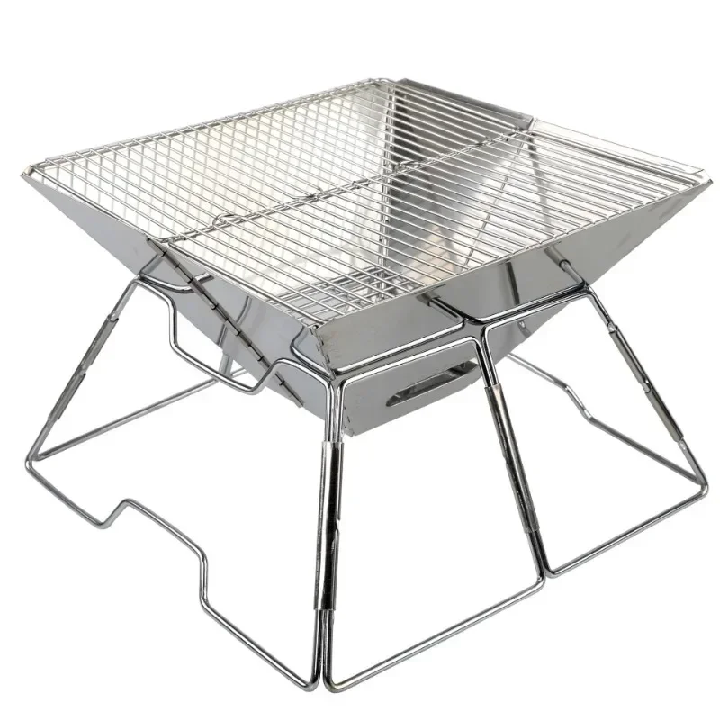 

Outdoor Folding Grill Stainless Steel For Picnic Barbecue Charcoal Stove Folding Convenient Grill