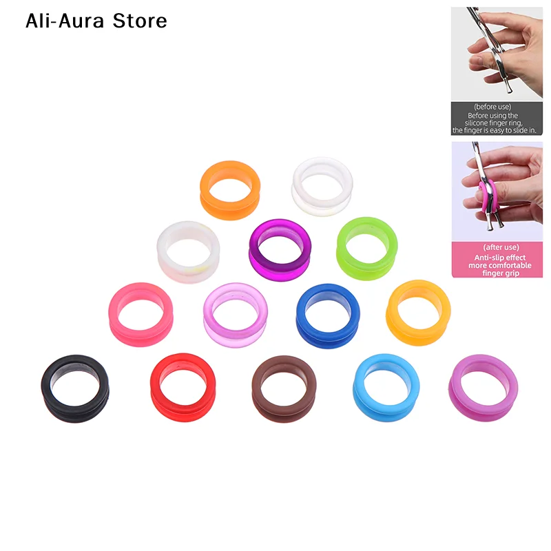 10Pcs Salon Hair Scissors Silicone Finger Rings Scissors Inserts Groomer Accessories Handle Rings For Barber Shears