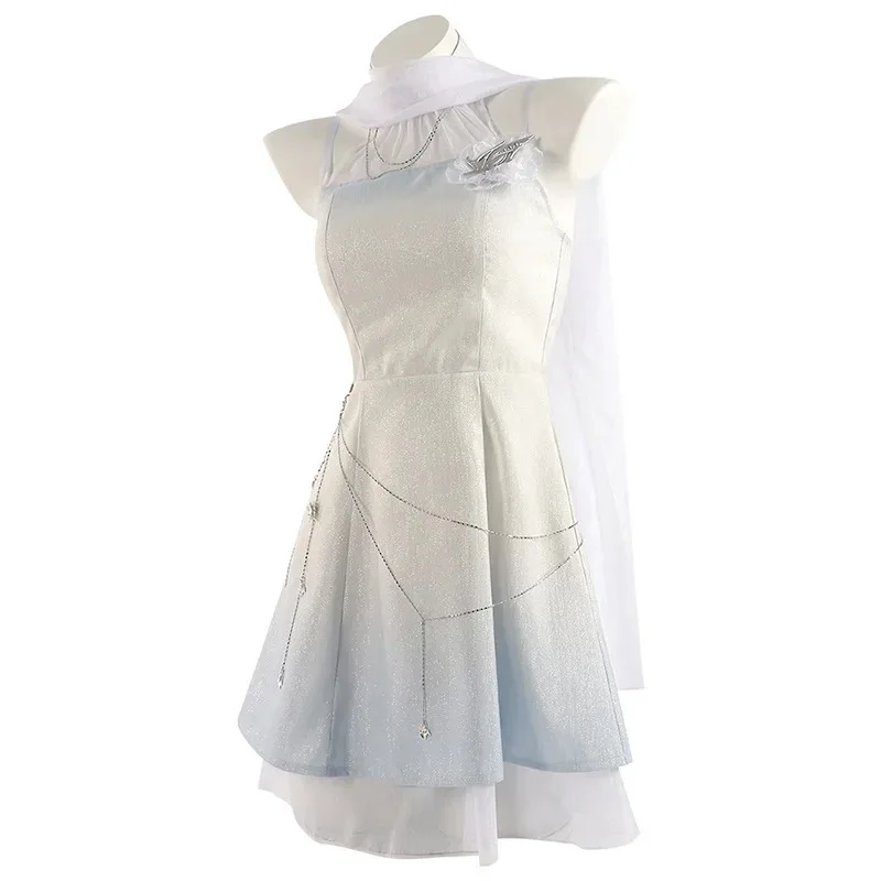 2025 yiyi لعبة الحب والفضاء العميق البطلة زين كزيفير رافاييل ملكة جمال هنتر تأثيري حلي شعر مستعار ثوب امرأة فستان أبيض مثير