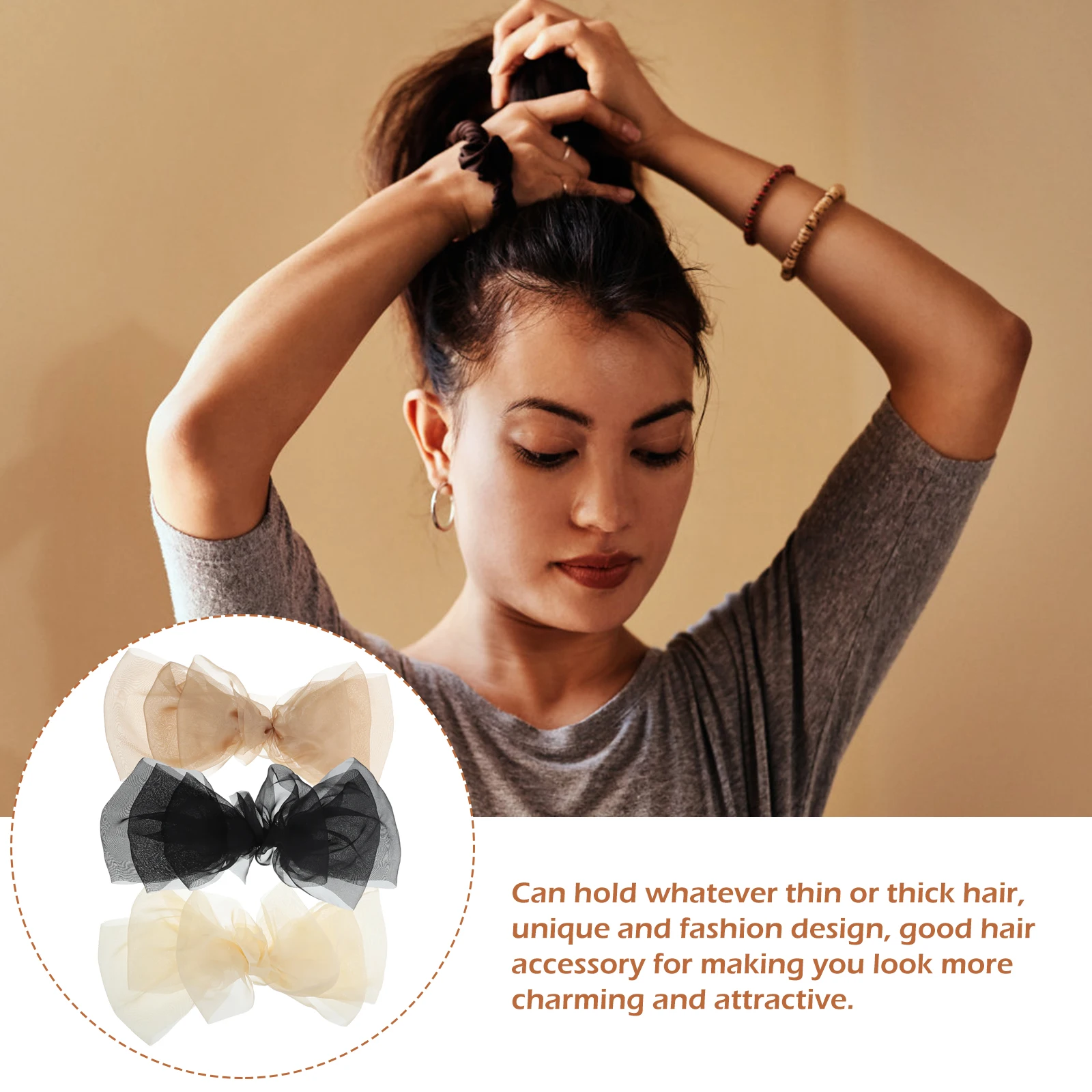 

3 Pcs Big Bow Clips for Women Girls Toddler Decorative Spring Hair Accessories Cute Bows Hair Bow Clip French Style