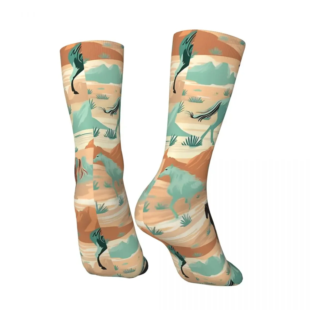 Vintage Wild Horses Pattern Men's compression Socks Unisex Harajuku Pattern Printed Novelty Crew Sock