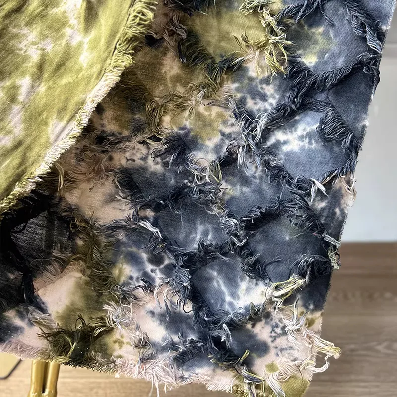 

1yard linen-cotton fabric Three dimensional diamond shaped tassel tissu wedding Dress cheongsam matirial fabric for dress