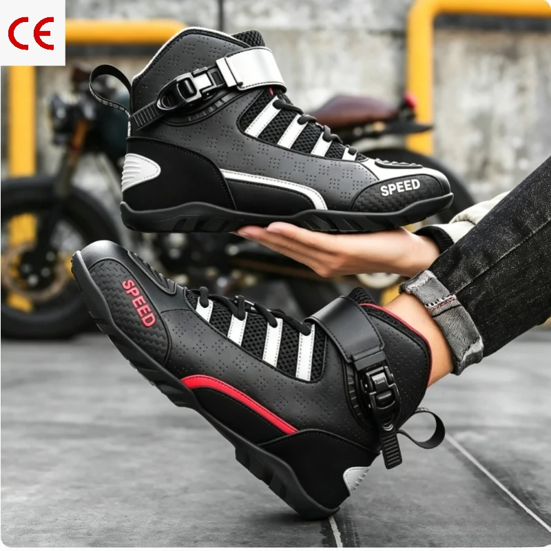 

Stylish Men Motorcycle Off Road Rally Riding Boots Wear Resistant Anti Slip Sports Moto Gear Outdoor Riding Shoes Size 36-47