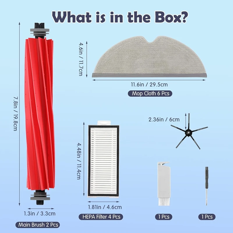 Accessories Kit Replacement Compatible For Roborock Q7 / Q7+ / Q7 Max / Q7 Max+ Robot Vacuum,Main Brush,Mop Cloth Pads