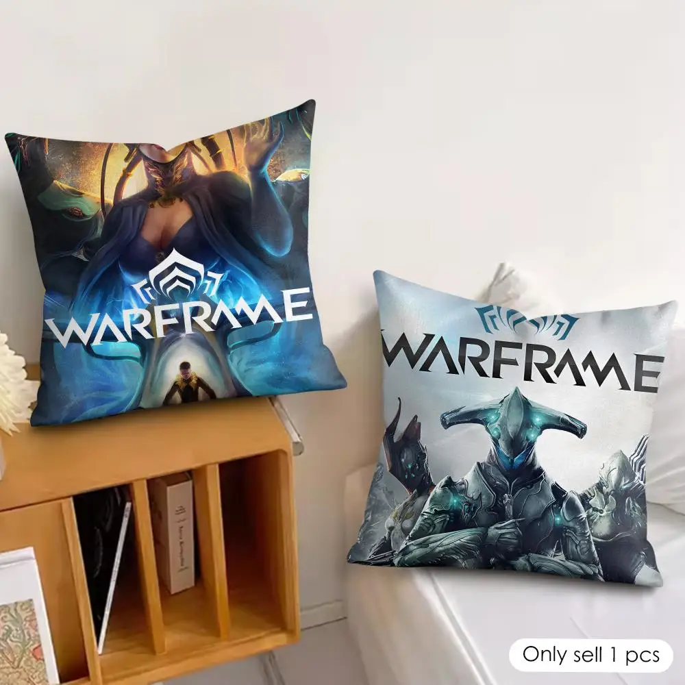 Video Game W-Warframe Cushion Cover Wrinkle-Resistant Short Plush Pillow Case Breathable Machine-Washable
