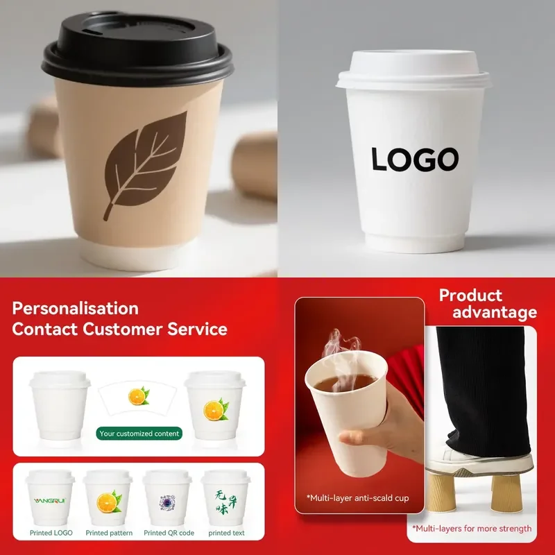 High quality wholesale paper coffee cup Chinese supplier coffee shop restaurant custom logo hot drink paper cup